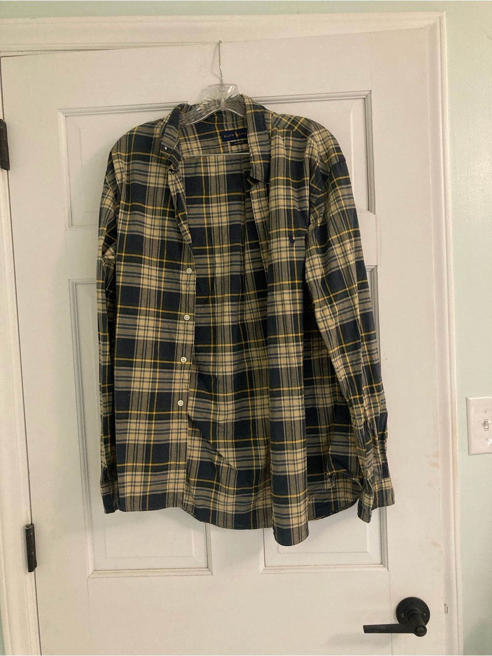 Ralph Lauren Men's Navy & Yellow Plaid Button-Down Shirt